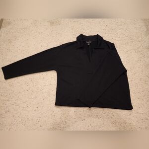 Black Long Sleeve Collared Top
